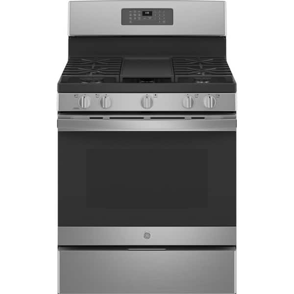 GE 30 in. 5.0 cu. ft. Gas Range with Self-Cleaning Oven in Fingerprint Resistant Stainless Steel with Griddle
