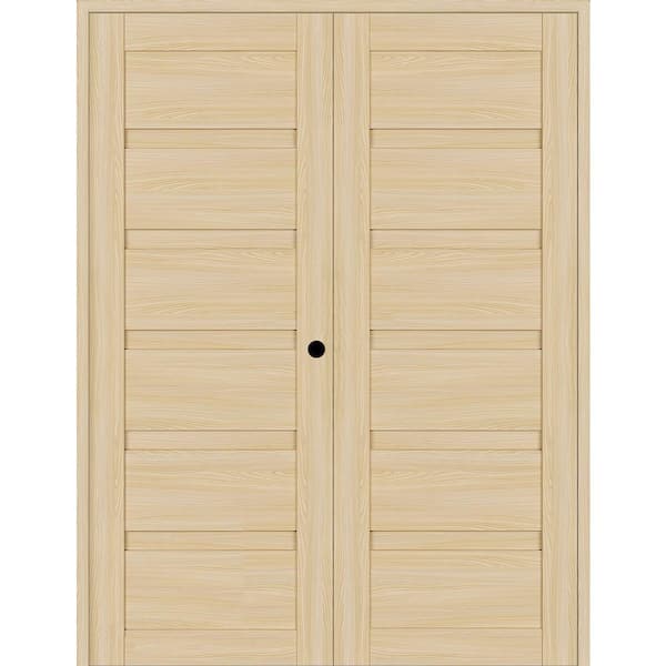 Belldinni Louver 72 in. x 95.25 in. Left Active Loire Ash Wood Composite Double Prehung Interior Door