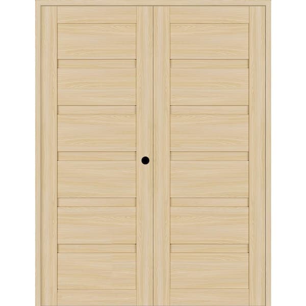 Louver 72 in. x 95.25 in. Left Active Loire Ash Wood Composite Double Prehung Interior Door