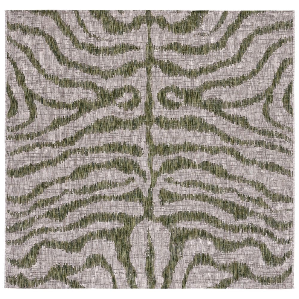 Courtyard Gray/Green 7 ft. x 7 ft. Zebra Indoor/Outdoor Square Area Rug price history on PriceWatchPro