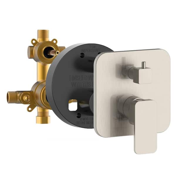 PULSE Showerspas 2-Way Diverter and Square Trim Kit in Brushed Nickel