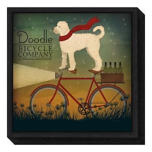 "White Doodle on Bike Summer" by Ryan Fowler Framed Canvas Wall Art