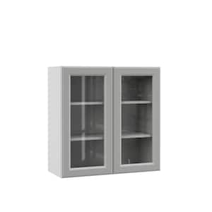 Designer Series Elgin Assembled 30x30x12 in. Wall Kitchen Cabinet with Glass Doors in Heron Gray