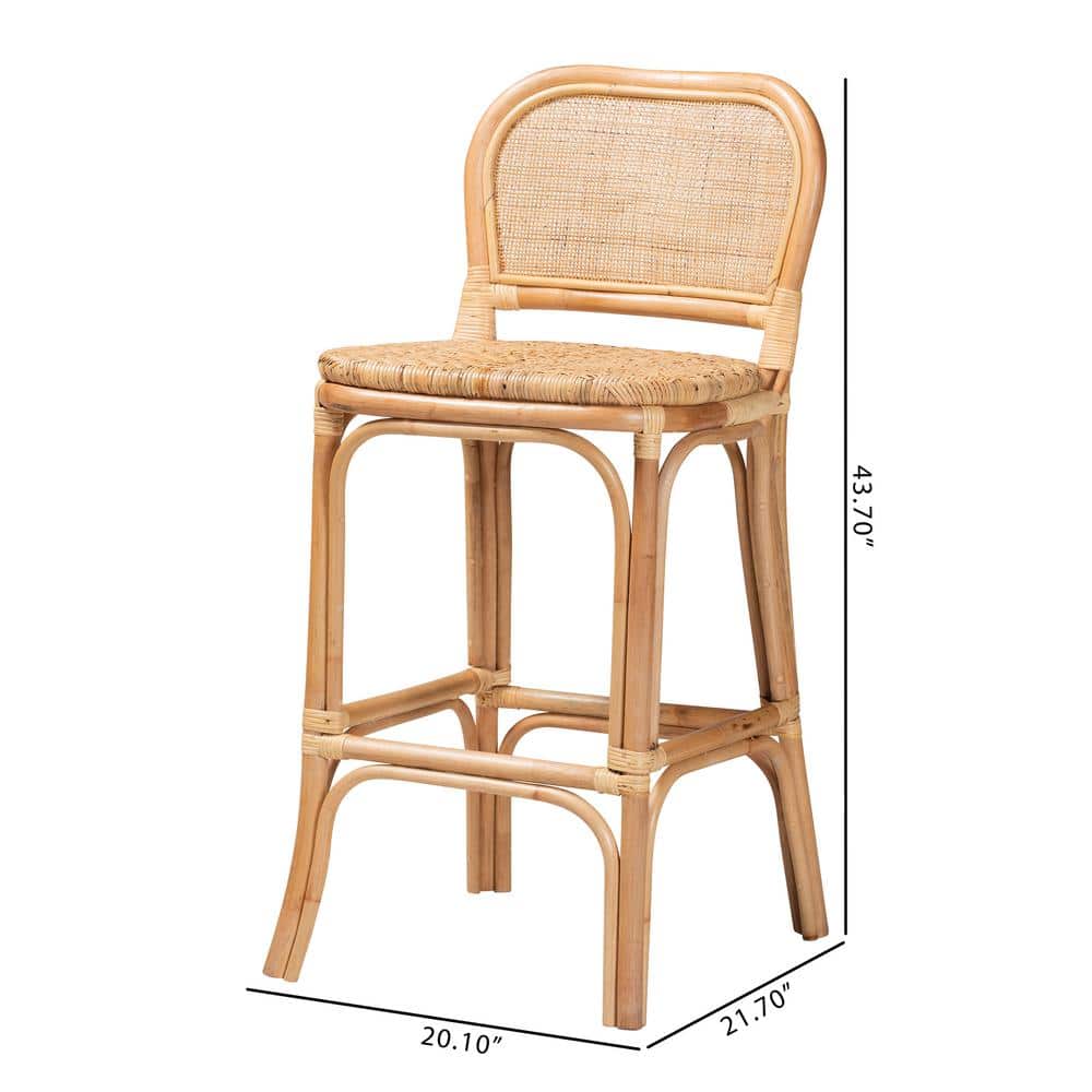 Adrena Natural Brown Rattan Handmade Bohemian Bar Stool