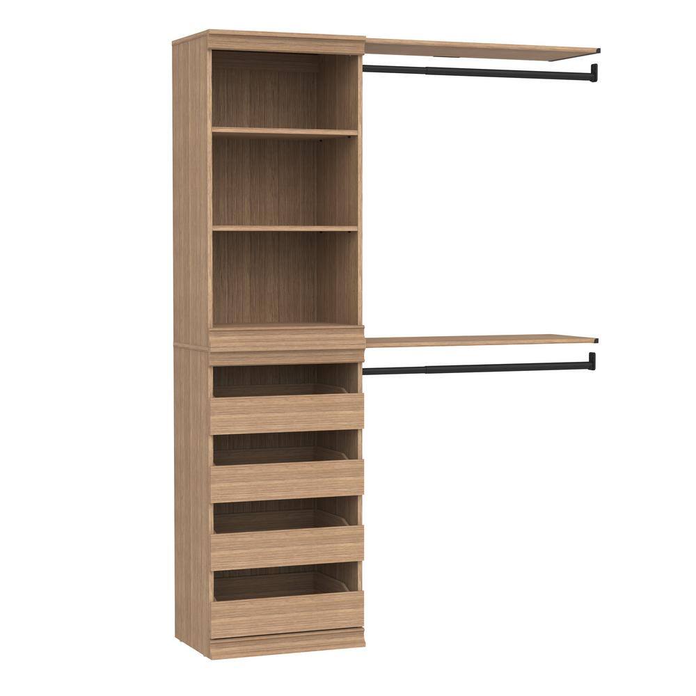 Modular Storage 47.38-57.4 in. W Honey Tower System 5-Shelf Wood Closet System