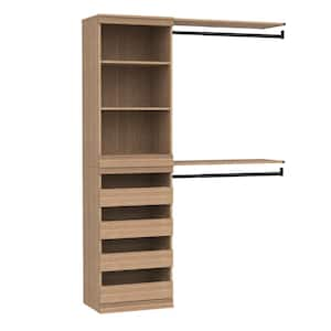 Modular Storage 47.38 in.-57.4 in. W Honey Tower System 5-Shelf Wood Closet System