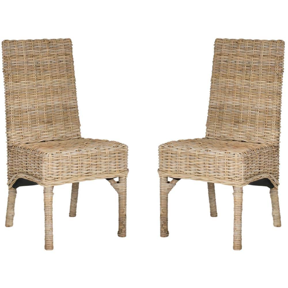 Transitional Unfinished Wicker and Wood Side Chair - Natural