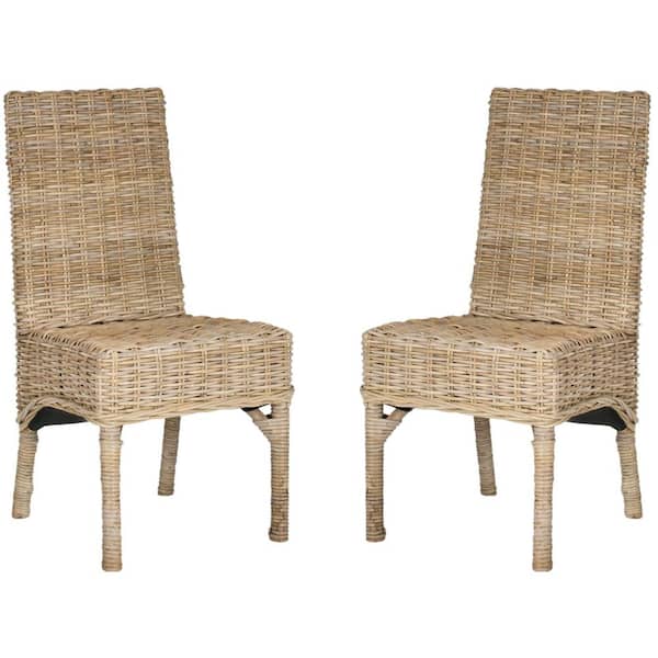 SAFAVIEH Beacon Beige/Off-White Rattan Side Chair (Set of 2)