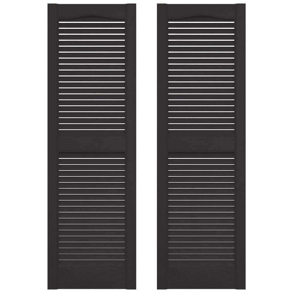 12 in. x 52 in. Louvered Vinyl Exterior Shutters Pair in Musket Brown price history on PriceWatchPro