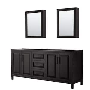 Daria 78.75 in. W x 21.5 in. D x 35 in. H Double Bath Vanity Cabinet without Top in Dark Espresso with Med Cab Mirrors