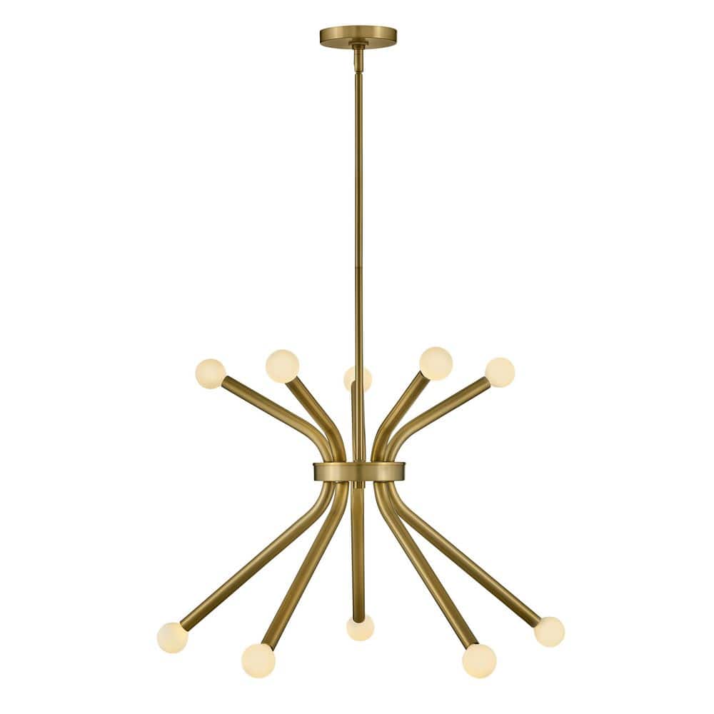 Lacquered Brass 10-Light Sputnik Chandelier with LED Bulbs