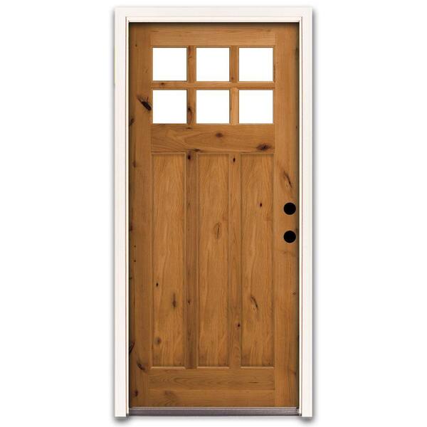 Steves & Sons Craftsman 6 Lite Stained Knotty Alder Wood Prehung Front Door-DISCONTINUED
