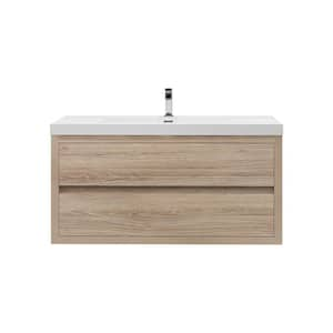 Louis 42 in. W x 20 in. D x 22 in. H Single Sink Floating Bath Vanity in White Oak with White Acrylic Top