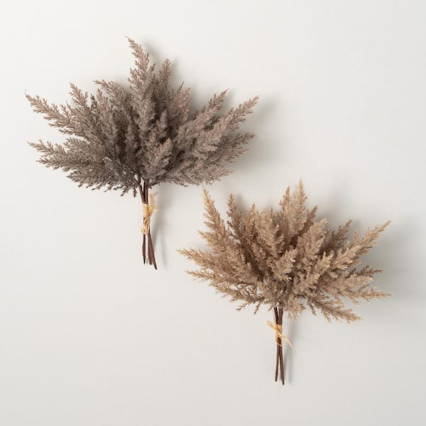 SULLIVANS 14" Pampas Grass Bush Bundles - Set of 2; Brown