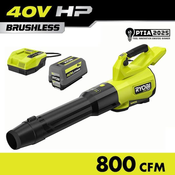 40V HP Brushless Whisper Series 180 MPH 800 CFM Cordless Battery Leaf Blower with 8.0 Ah Battery and Charger