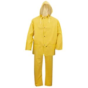 Renegade 3XL Yellow Rain Coat 2-Piece with Corduroy Collar and Detachable Hood