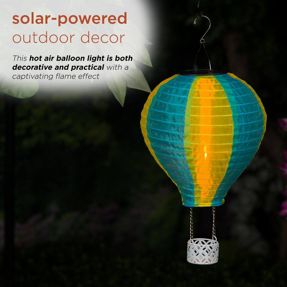 16" Solar Powered Yellow and Blue Hot Air Balloon LED Lamp
