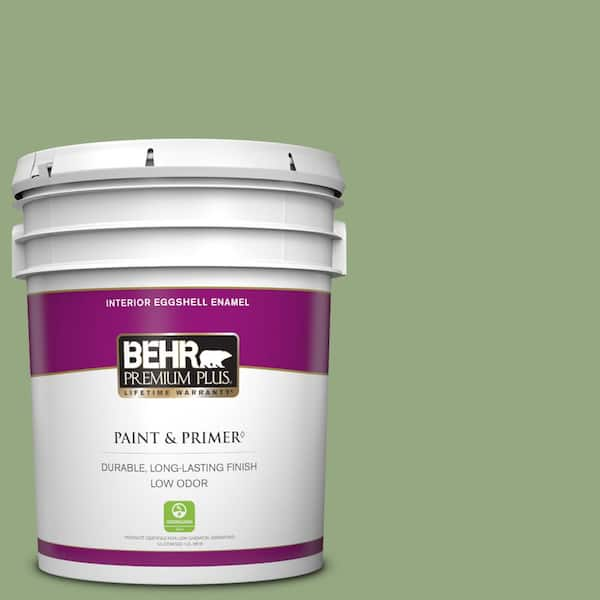 BEHR PREMIUM PLUS 5 gal. #M380-5 Hillside Grove Eggshell Enamel Low Odor Interior Paint & Primer