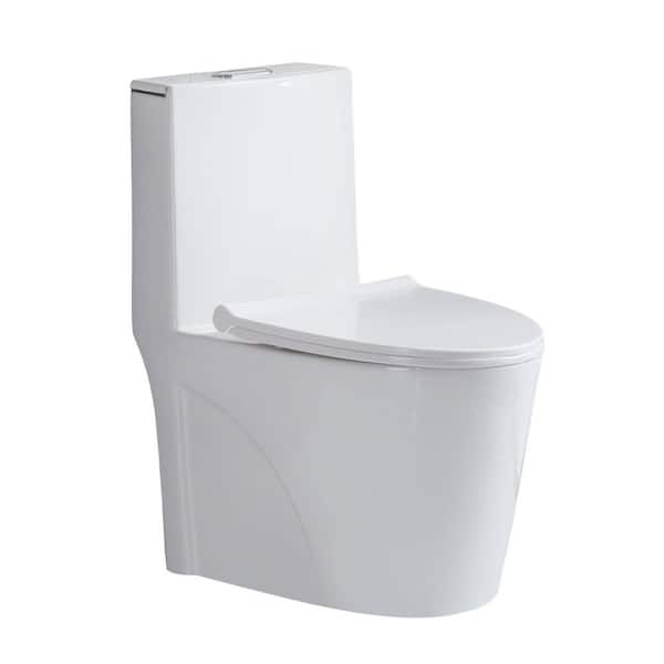 CATALINA Dual Power Flush 1.1/1. 6GPF Elongated 1-Piece in Glossy White with Comfort Height Toilet Seat, Seat Included