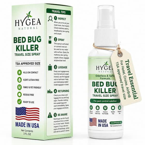 Travel Bed Bug Spray 3oz, Non Toxic, Odorless, Stain Free and Child Safe, TSA approved size Insect Killer