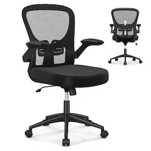 Mesh Fabric Reclining Ergonomic Office Chair in Black with Arms