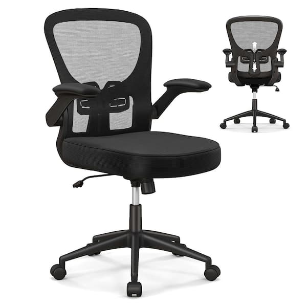 Costway Mesh Fabric Reclining Ergonomic Office Chair in Black with Arms