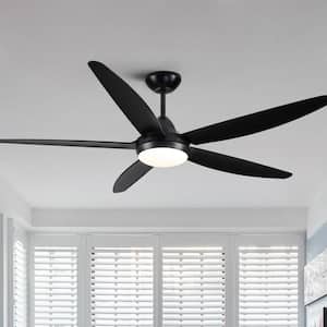 Modern Park 56 in. Indoor Integrated Dimmable LED Light Kit Black Ceiling Fan with DC Motor and Remote Control
