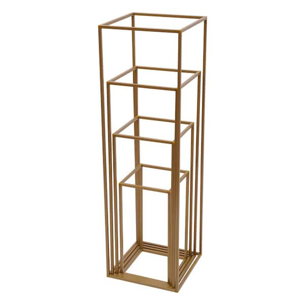 YIYIBYUS Indoor/Outdoor Gold Metal Column Stand Plant Flower Display Stand  Different Sizes (Set of 4) OT-ZJGJ-3721-1 - The Home Depot