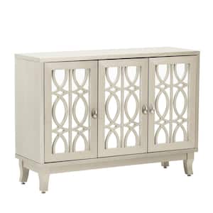 Champagne Gold Wood 47.2 in. W Sideboard with 3-Doors Mirrored and Silver Handle