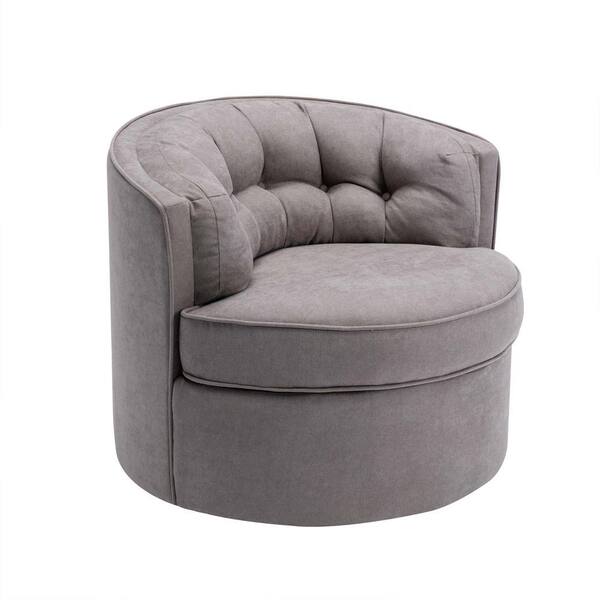 wide tufted swivel barrel chair