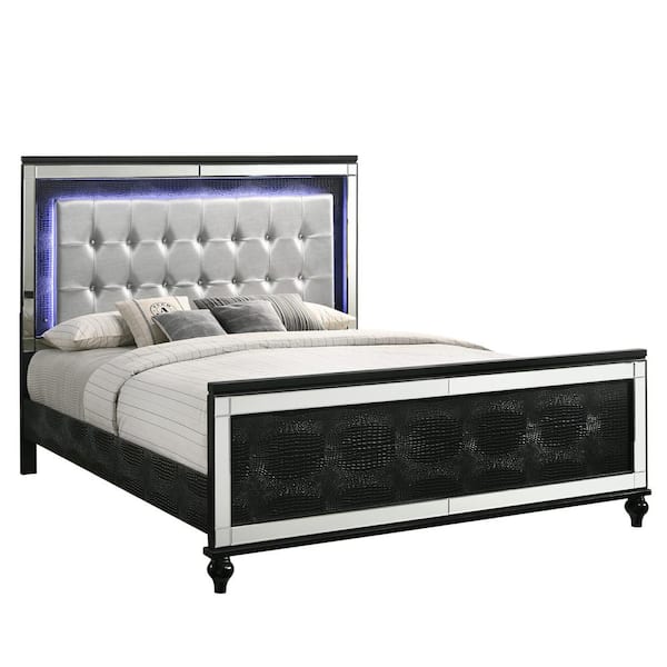 NEW CLASSIC HOME FURNISHINGS New Classic Furniture Valentino Black Wood Frame King Panel Bed with Embossed Inlay