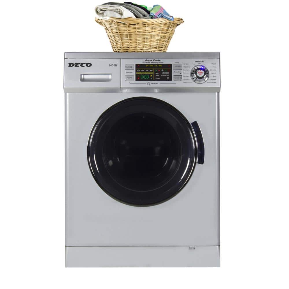 Deco 1.57 cu.ft. 110-Volt Silver High-Efficiency Compact Vented/Ventless Electric Version 2 Pro All-in-One Washer Dryer Combo