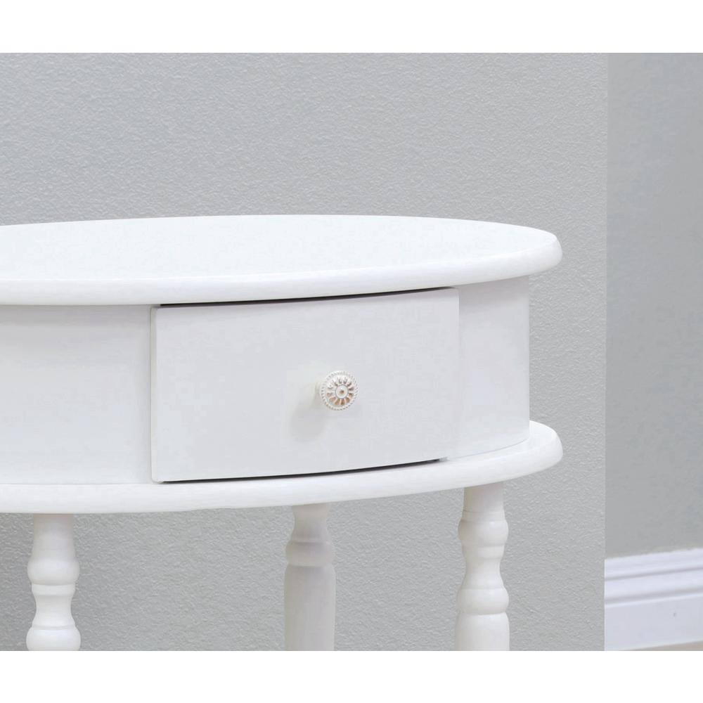 Classic Brandi White Oval End Table with Shelf
