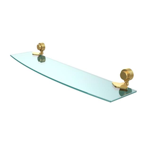 Allied Brass Venus 24 in. L x in. H x in. W Clear Glass Bathroom Shelf  with Groovy Accents in Unlacquered Brass 433G/24-UNL The Home Depot