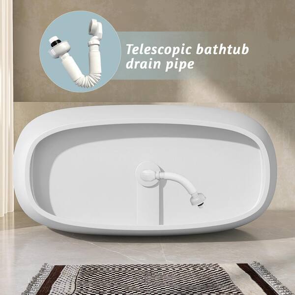 Getpro 63 in. x 33 in. Solid Surface Soaking Bathtub with Center