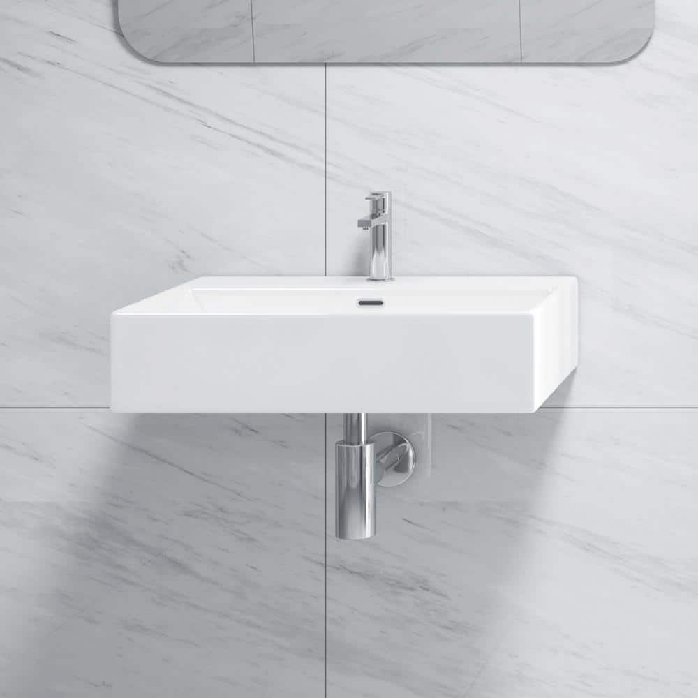 Turner 24" White Ceramic Rectangular Wall-Mount Bathroom Sink