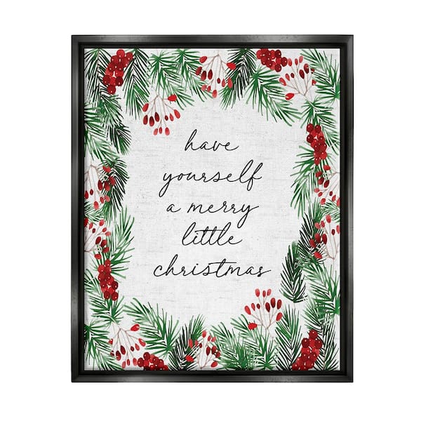 Stupell Industries Merry Little Christmas Script by Lettered and Lined 1 Piece Floater Frame Graphic Print Nature Art Print 21 in. x 17 in.