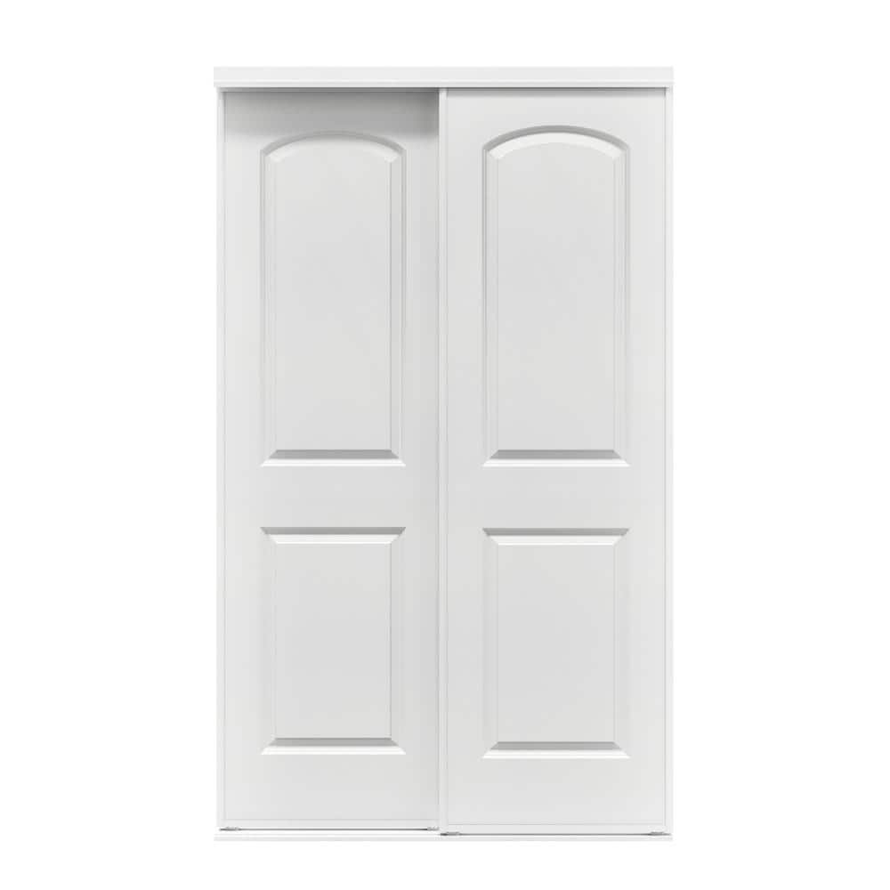 48 in. x 81 in. York White Prefinished Hardboard Panels Steel Framed Interior Sliding Closet Door -  Contractors Wardrobe, YOR-4881WHSNC2U