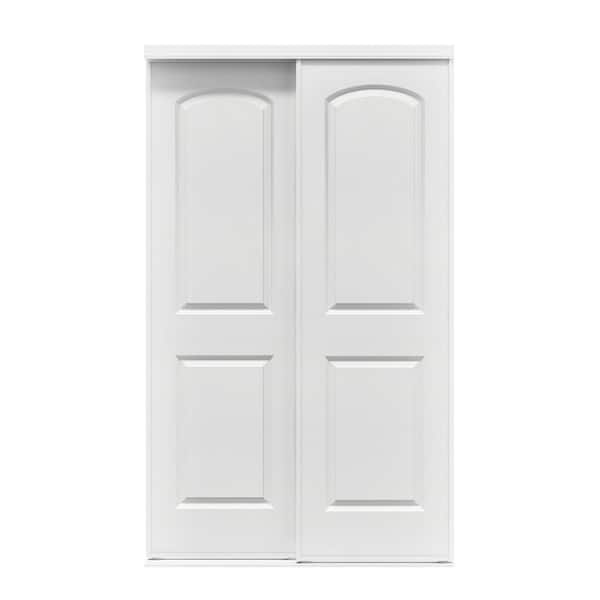 Contractors Wardrobe 72 in. x 81 in. York White Prefinished Hardboard Panels Steel Framed Interior Sliding Closet Door