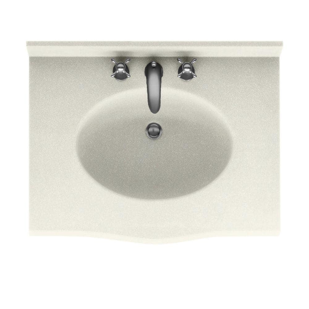 Bisque Composite Single Sink Bathroom Vanity Top with Backsplash