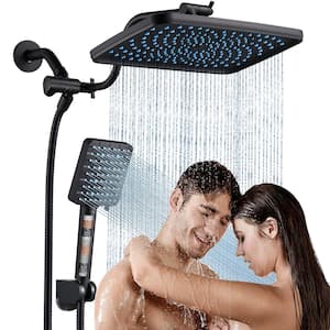 Rainfull Two-in-One 6-Spray 12 in. Dual Wall Mount filtered Shower Head Fixed and Handheld Shower Head 1.8 GPM in Black