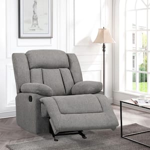 Gray Polyester Fabric Recliner Chair Adjustable with Thick Seat and Backrest