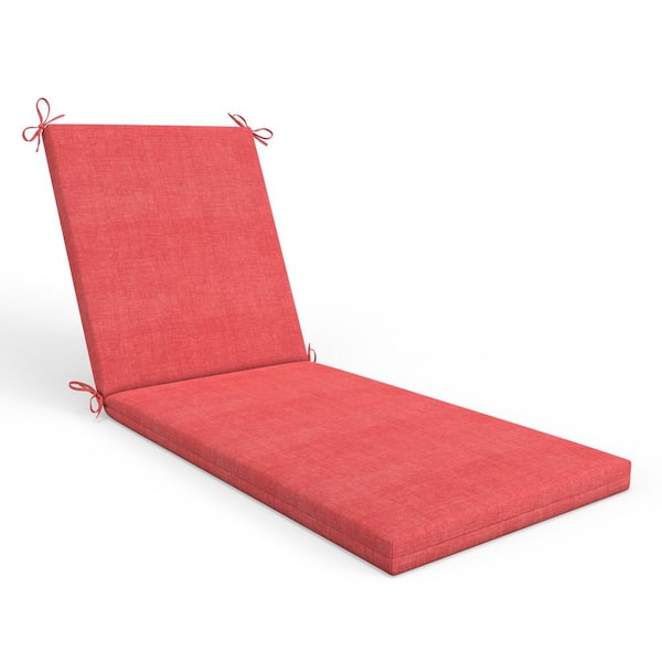 Pillow Perfect Solid Twill 23 in W x 3 in H Outdoor Solid Back Chaise Lounge Cushion 1-Count in Orange Splash Coral