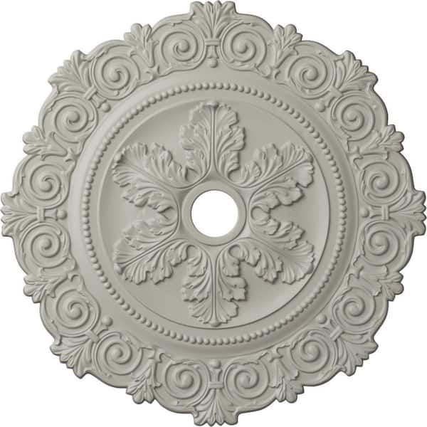 Ekena Millwork 1 in. x 33-1/4 in. x 33-1/4 in. Polyurethane Scroll Moulding, Pot of Cream