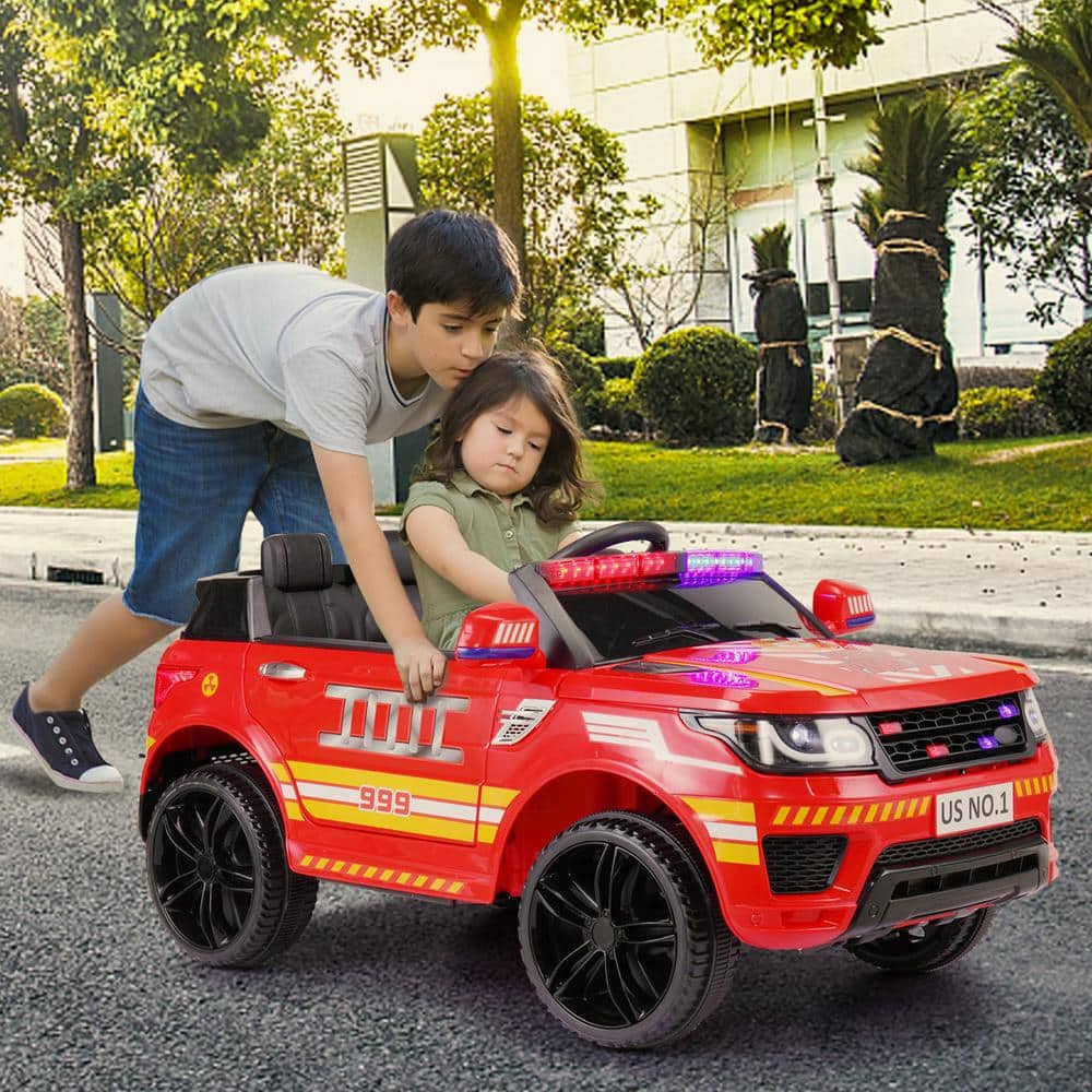 12V Red Fire Truck Ride-On with Remote Control and Siren