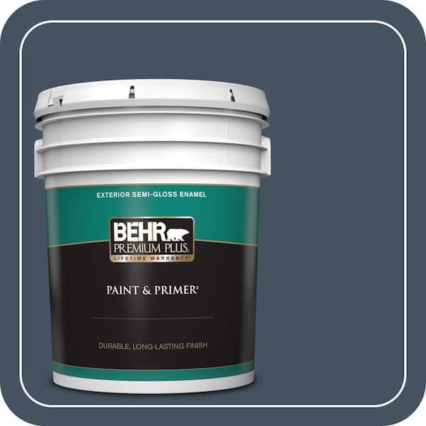 BEHR PREMIUM PLUS 5 gal. #ECC-30-3 Night Tide Semi-Gloss Enamel Exterior Paint & Primer