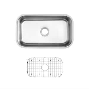 30 in. Undermount Single Bowl 16-Gauge Stainless Steel Kitchen Sink with Bottom Grid