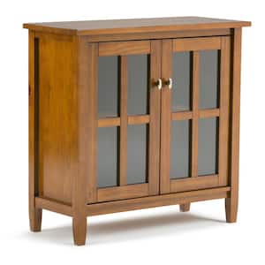 Warm Shaker Solid Wood 32 in. Wide Transitional Low Storage Cabinet in Light Golden Brown