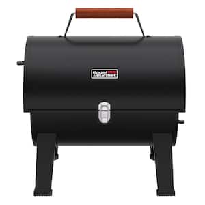 Portable Charcoal Grill with 2 Side Cooking Area, 217 sq. in . Lid with Latch Buckle and Wooden Handle, Black