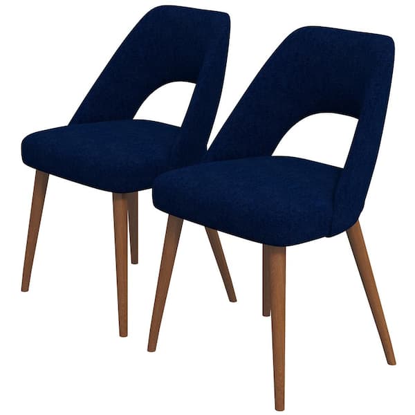 Ashcroft Furniture Co Arlo Navy Blue Boucle Fabric Dining Chairs (Set of 2)